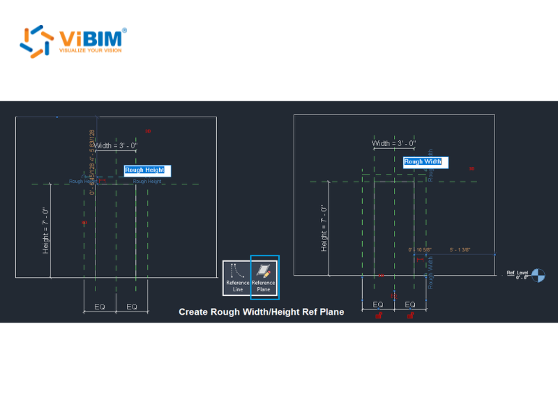 Creating named Rough Width and Rough Height reference planes for a Revit door family skeleton