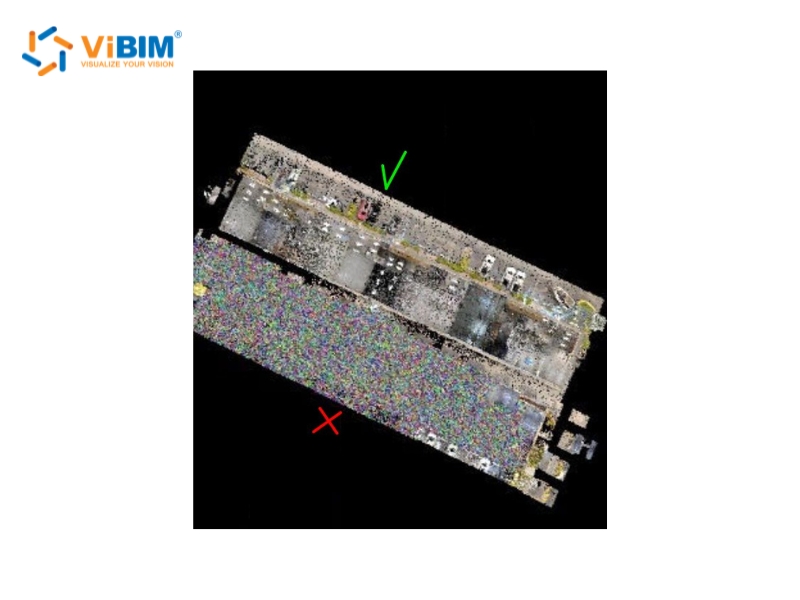 Point cloud quality check, a clean scan versus a noisy scan before Revit import