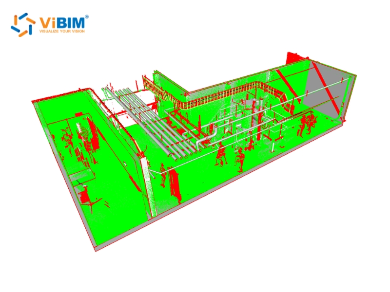 MEP systems point cloud of a plant room for Revit modeling