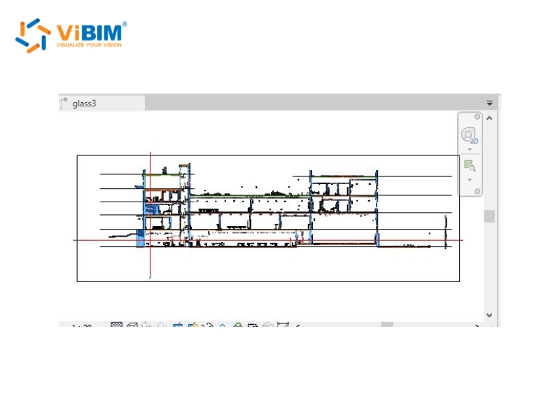 Section view in Revit comparing the model against the point cloud