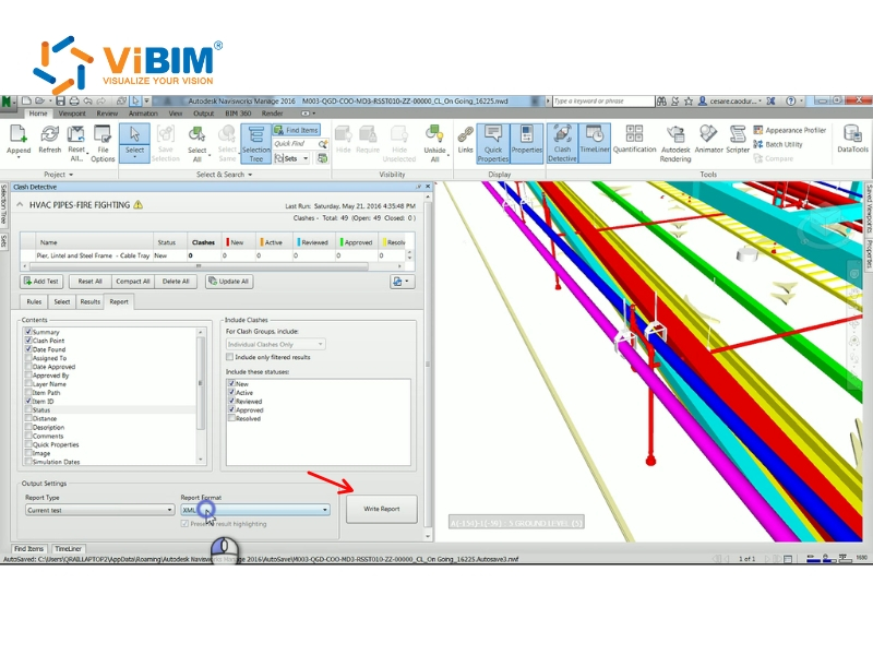Click Write Report to start exporting your report