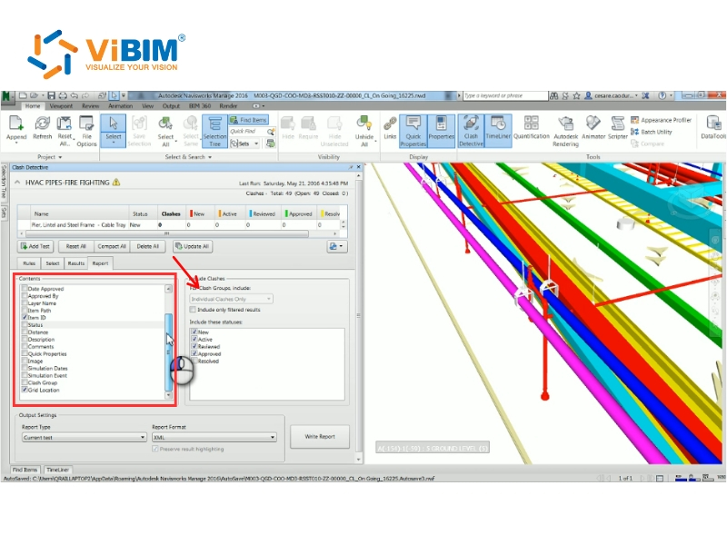 In the Contents area, select the check boxes for the data we want