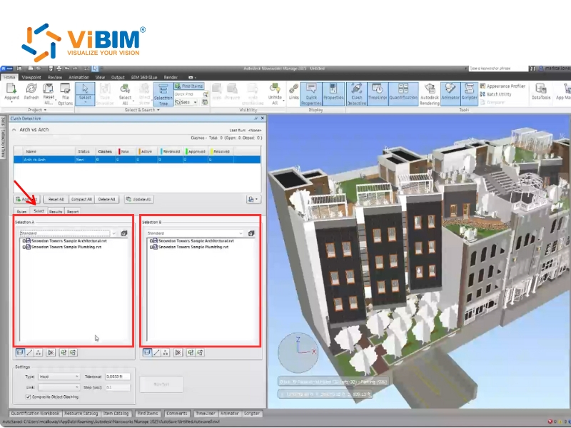 The Select Tab contains two identical panes, Selection A and Selection B