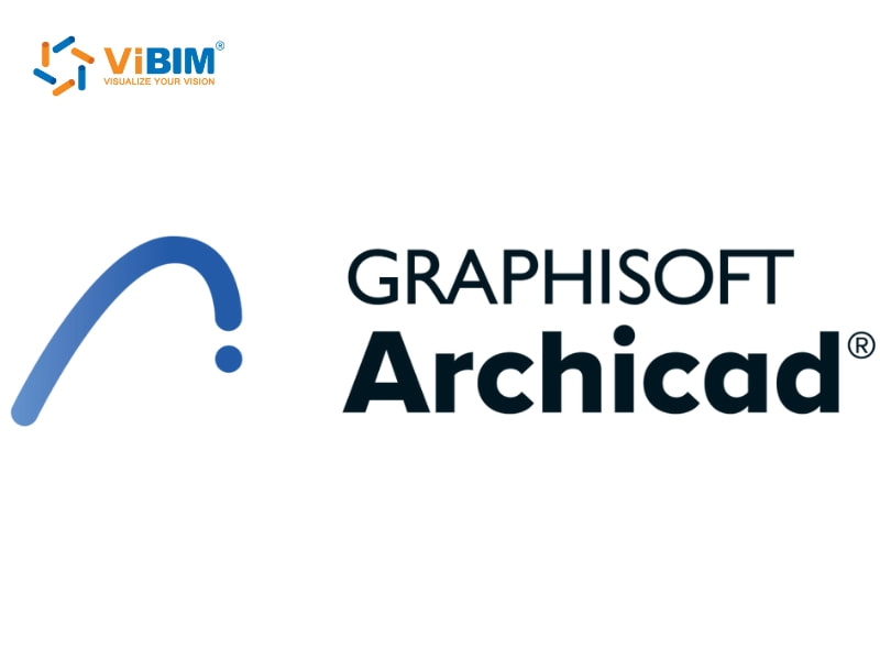 Graphisoft Archicad logo with blue curved icon and brand name on white background