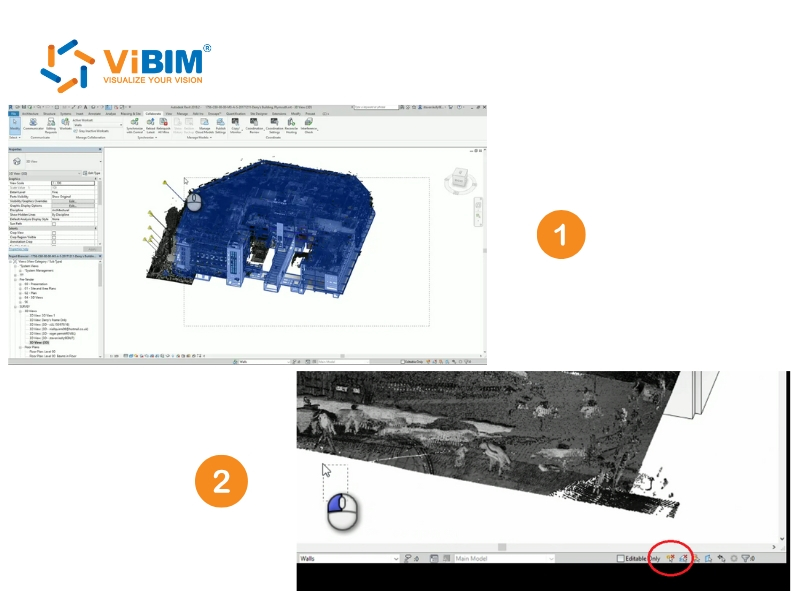 Revit workspace showing the Selection Control filter that causes the revit cannot select point cloud problem.