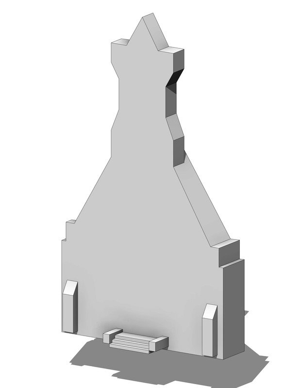 LOD 100 conceptual BIM model of a heritage church, bare massing