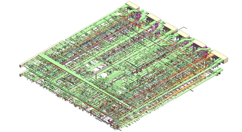 As-built 3D parametric Revit model of existing building conditions captured by laser scan