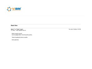 Client email thanking ViBIM for completing BIM work quickly