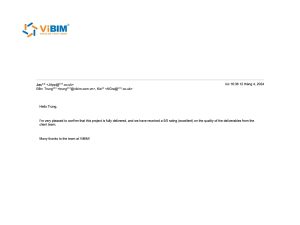 Client email confirming a five-star rating for ViBIM deliverables