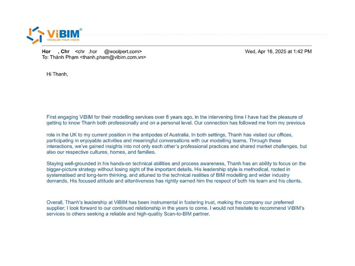 Long-term client recommendation for ViBIM Scan to BIM services
