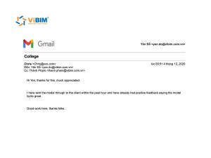 Client email praising the quality of a ViBIM Revit model