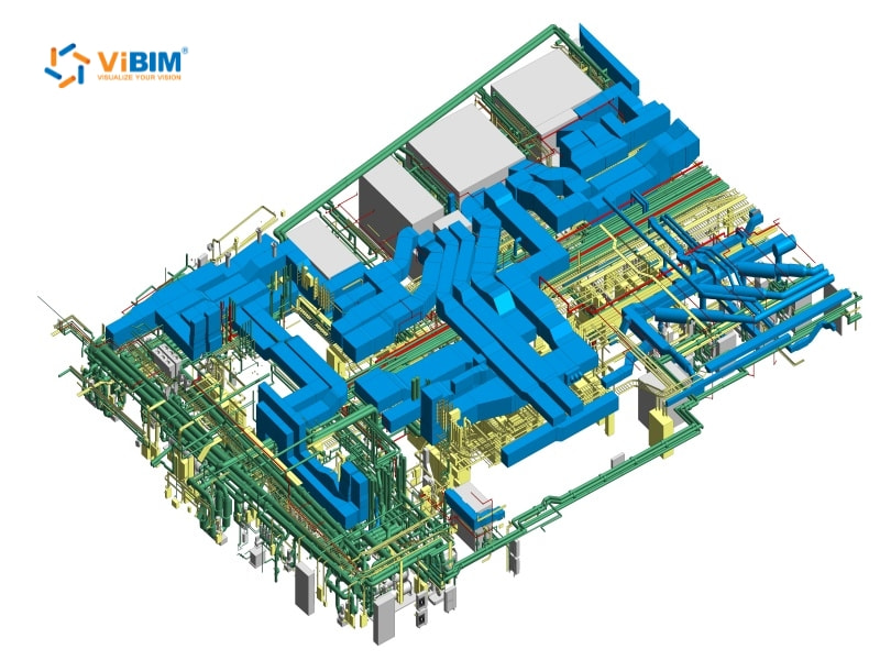 Dense MEP systems modeled for a data center facility by ViBIM