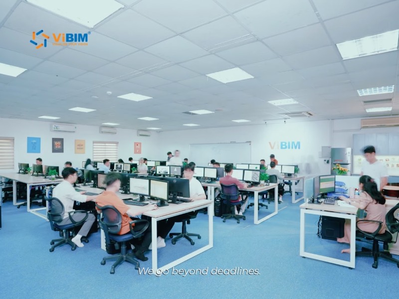 ViBIM team working in office for on-time Scan to BIM delivery