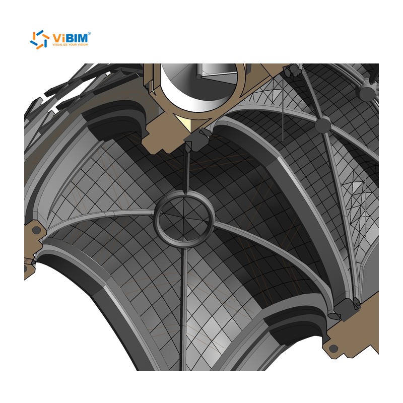 Revit model of a ribbed vaulted ceiling in a historic UK church