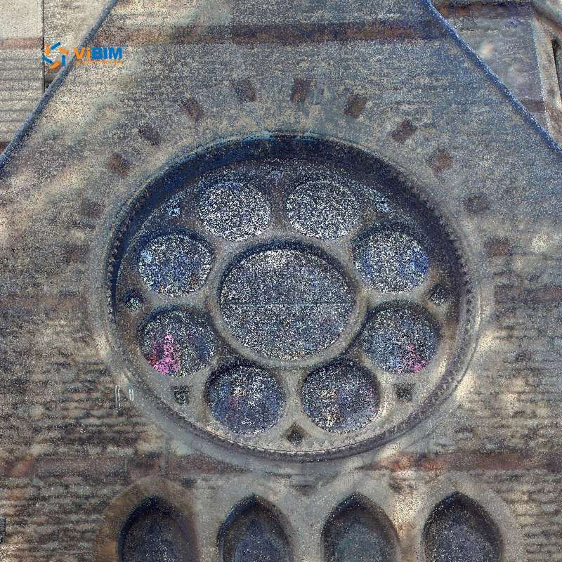 Point cloud of a church rose window captured for heritage BIM modeling