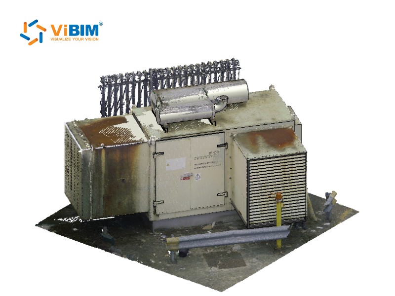 Point cloud of a generator enclosure scanned for an as-built BIM record