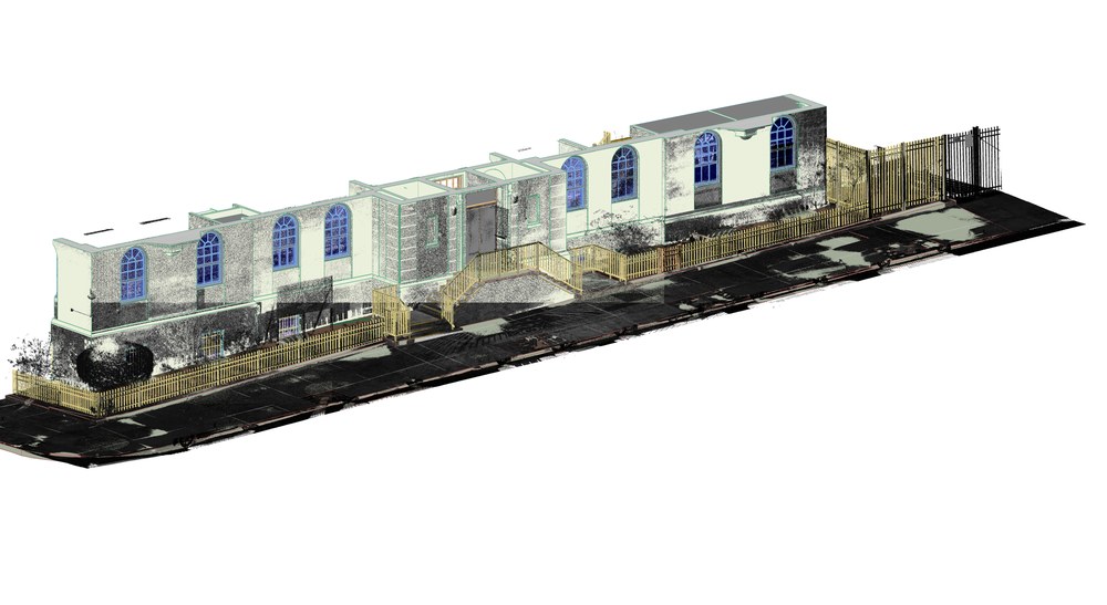 Point cloud of a terrace of buildings