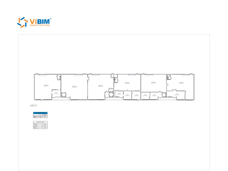 As-built drawing of an architectural floor plan sheet with room labels and a room schedule