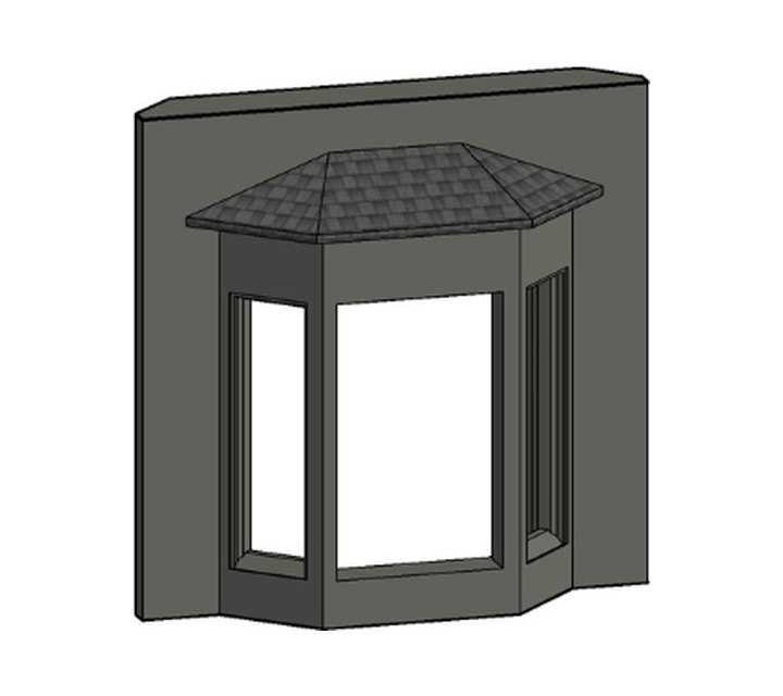 BIM LOD 200 schematic bay window with approximate size, shape, and generic frames