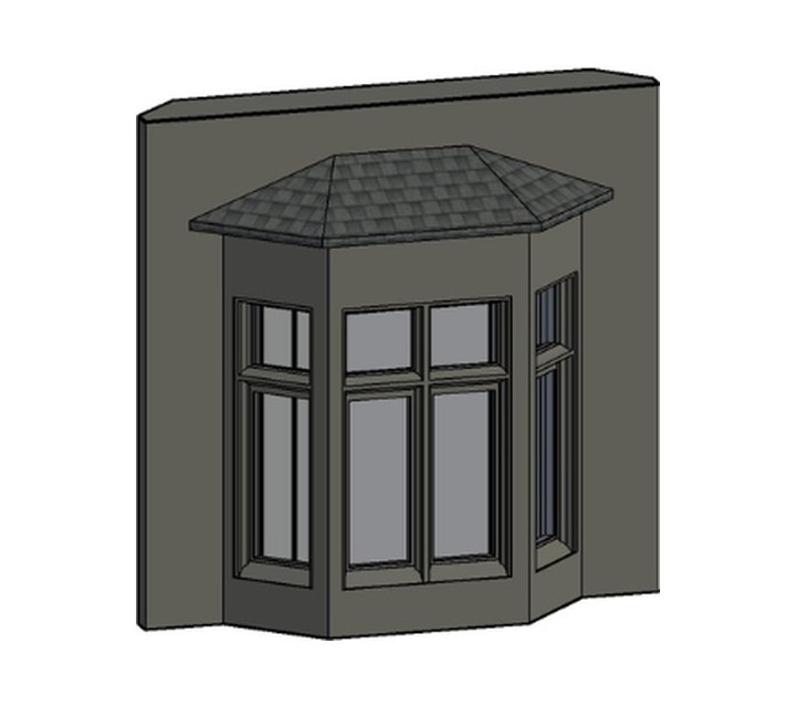 BIM LOD 300 detailed bay window with accurate mullions and frame profiles