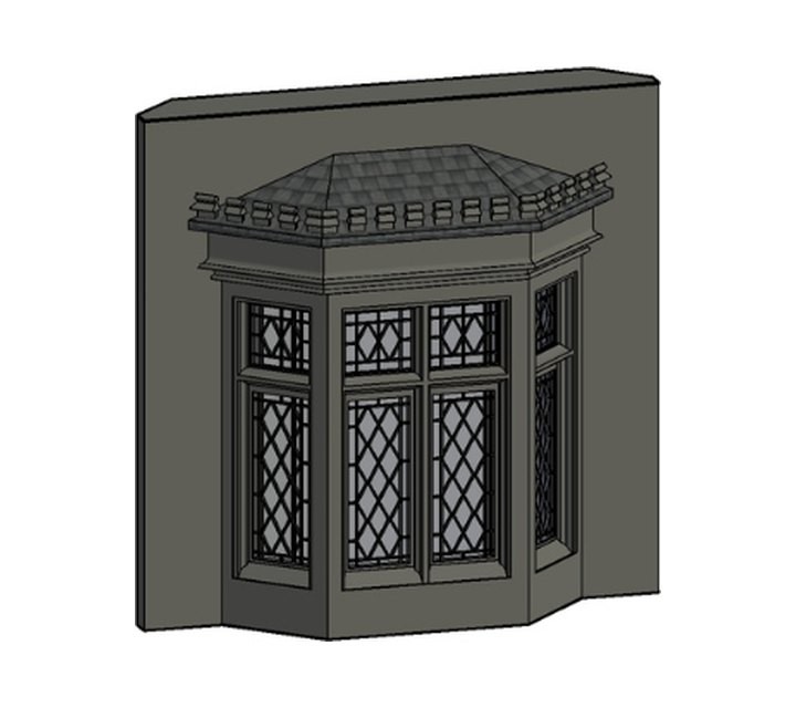BIM LOD 400 fabrication-ready bay window with full assembly detail