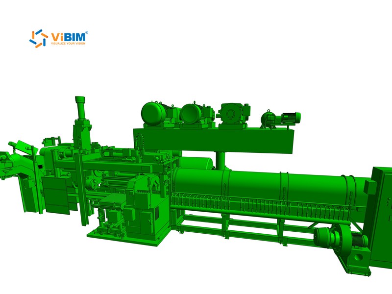Parametric Revit MEP family of an industrial pump and motor assembly