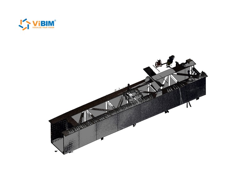 Point cloud and structural BIM model of a long-span bridge frame
