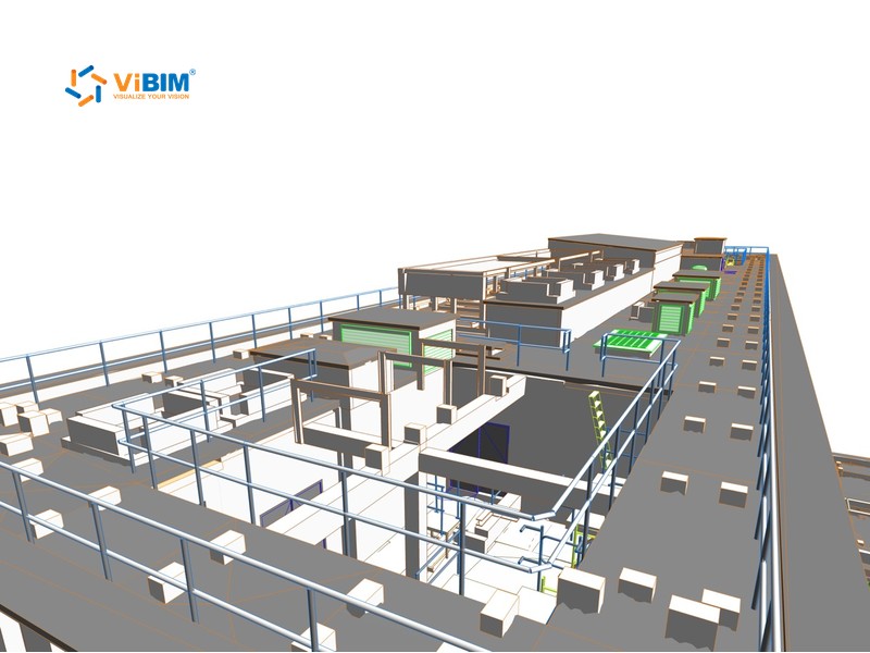 Structural BIM modeling of a reinforced concrete roof slab, upstands, and plant bases in Revit