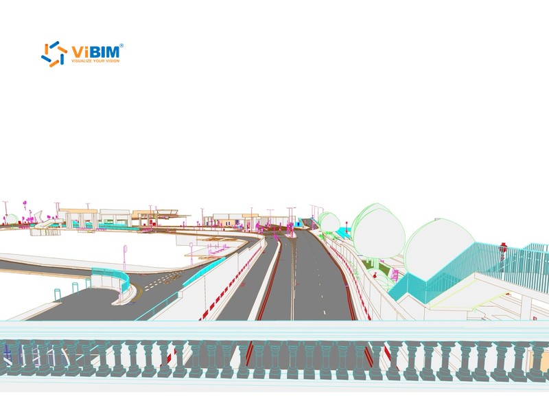 Revit topography model of a sloping road with ramps and level changes